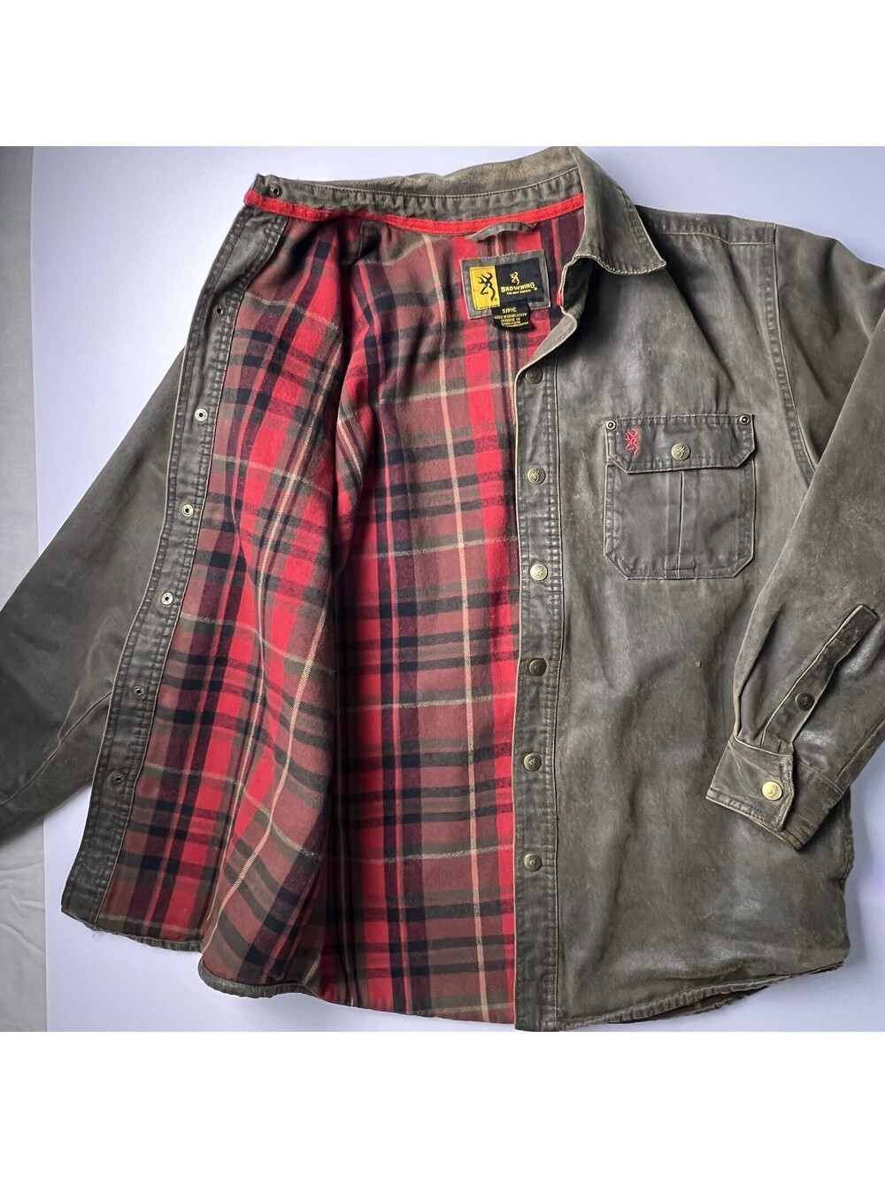Browning Waxed Cotton Men's S Jacket/Shacket Flannel Lined Gorpcore Grunge